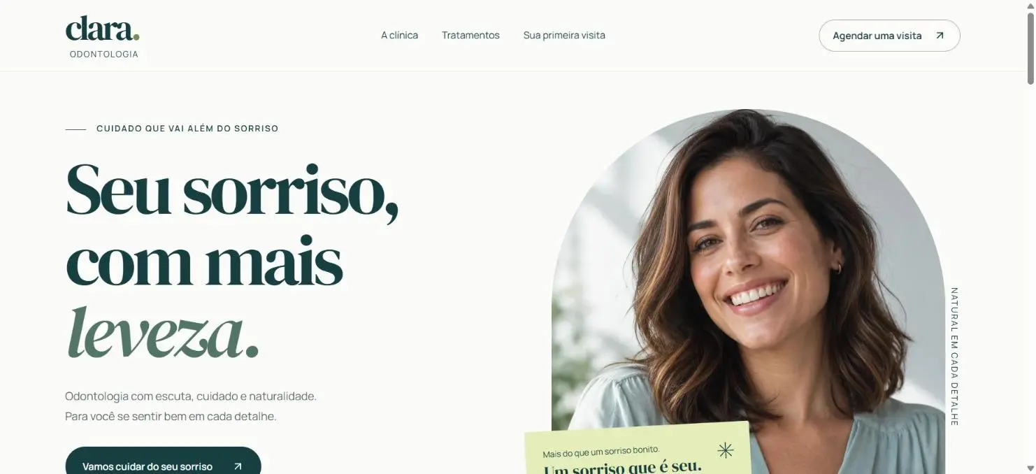 Screenshot do site Clara Odontologia